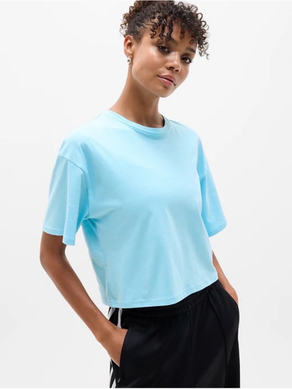 Athleta Light Blue Cropped Tee